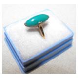 PPM078 Green Turquoise Oval Cabochon Stone 18Kt Gold Ring 