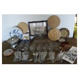 PPM087 Glass Punchbowl Set, Vintage Platter, Silverware, More!