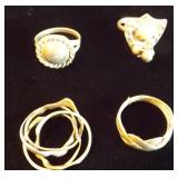 PPM104 Four Unique Silver Tone Rings  