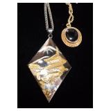 PPM105  Univ of Hawaii Black Stone Pendant & Japanese Locket 