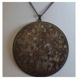 PPM106 Round Sterling Flat Engraved Pendant & Chain Necklace