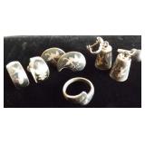 PPM111 Three Pair of Siam Silver Earrings & a Ring