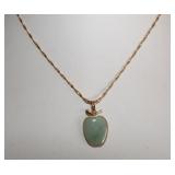PPM115 Exquisite Apple Shaped Jade & 14Kt Gold Pendant & Chain