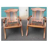 FKC017 Set of Two Folding Wooden Adirondack Chairs
