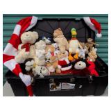 FKC059 Storage Trunk w/ Christmas Stuffed Animals, Beanie Babies