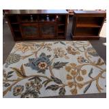 FKC080 Wood TV Stand, Book Case, Wool Rug