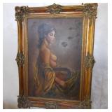 MLE007 Vintage Framed Leo Jansen Semi-Nude on Canvas