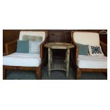 MLE015 Vintage Rattan Chairs & Wood Table