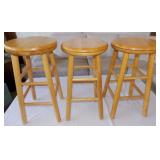 MLE032 Three Winsome Wood Swivel Wood Stools
