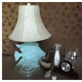 MLE047 Vintage Ceramic Lamp, Vintage Figurines & Desk Clock