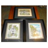 MLE086 Vintage Framed and Matted Hawaiian Prints Signed by Artist