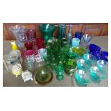 MLE094 Huge Vintage Colored Glassware Lot