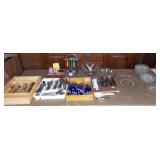 MLE101 Large Assortment of Silverware and Glass Dishes  