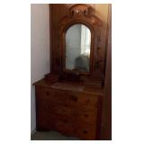 MLE152 Antique Wood Vanity Dresser with Marble Top