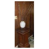 MLE156 Vintage Solid Wood Pedestal, Ceramic Vase & More