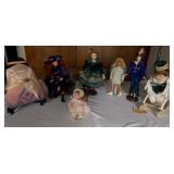 MLE179  Seven Collectible Porcelain Dolls, Accessories & More