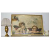 MLE217 Framed Angels Print, Vase & Ceramic Lamp