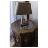 MLE231 Vintage Octagonal Panel Table Cabinet with Jade Figures Inlay