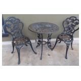 MLE234 Outdoor Wrought Iron Table & Pair of Chairs