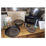 MLE242 Cast Iron Pans, Stainless Steel Bowl, Microwave Oven & More