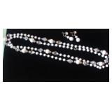 MLE250 Vintage Bead & Rhinestones Necklace & Matching Earrings