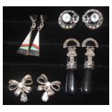 MLE260 925 Vintage 925 Silver Earrings Lot