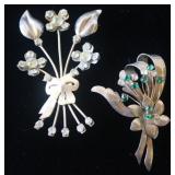MLE264 Vintage Sterling Silver & Rhinestone  Brooches