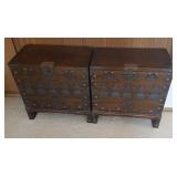 PCSS102 Vintage Pair of Carved Wood Chests