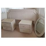 PCSS201 Whitewash Headboard, Nightstands & Mirror