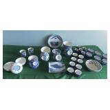 JHA009 Vintage Oriental Blue Ceramic Bowls, Teacups & More