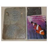 MHLE008 Signed Roofing Shingle Art & Jacques Cousteau Book