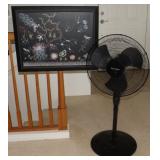 MHLE026 Framed Abstract Giclee on Canvas & Kenmore Fan