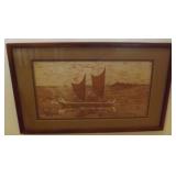 MHLE028 Koa Framed Original Batik "The Hokule