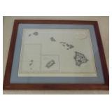 MHLE036 Framed Map of the Hawaiian Islands in 1792-1794