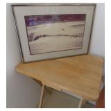 MHLE054 Framed Original Surf Photograph Signed by Artist & Wood Table