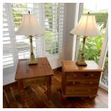PFL018 Ethan Allen Farmhouse Pine End Tables & Lamps