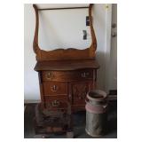 PFL045 Vintage Wooden Wash Stand, Milk Can & Fire Wood Holder