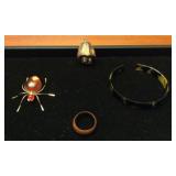 JYR009 Beautiful Costume Jewelry - Vintage Amber, Koa-like Ring & More