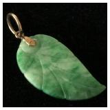 JYR035 Stunning Green Jade Leaf Pendant