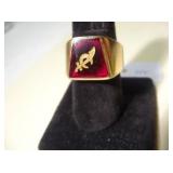 Antique Masonic, 14k gold ring, 18 gms