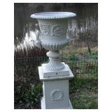 large, cement urn and base