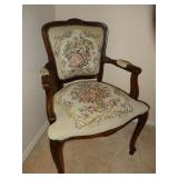 French style chair with machine embroidered upholsteryt
