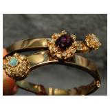 14k gold bracelet with opals, amethyst and diamonds. 