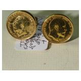 1907 and 1918 gold sovereigns in 14k cuff links