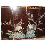 One side of antique Chinese four panel screen