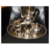 Solid silver coffee service and tray, German pre-WWII