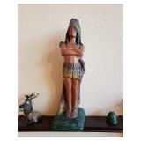17" Painted Chalkware Cigar store Indian Chief Statue