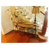 sofa table with stools