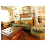 living room with Drexel sofa and oversize ottomans