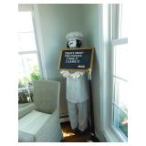 life size chef with menu